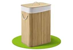Juskys Wäschekorb Curly 72 L in Natur aus Bambus mit Deckel & waschbarem Wäschesack, Wäschesammler für 2 Personen, faltbar mit Griffen, 40 x 30 x 60 cm – Produktbild 1 von 1