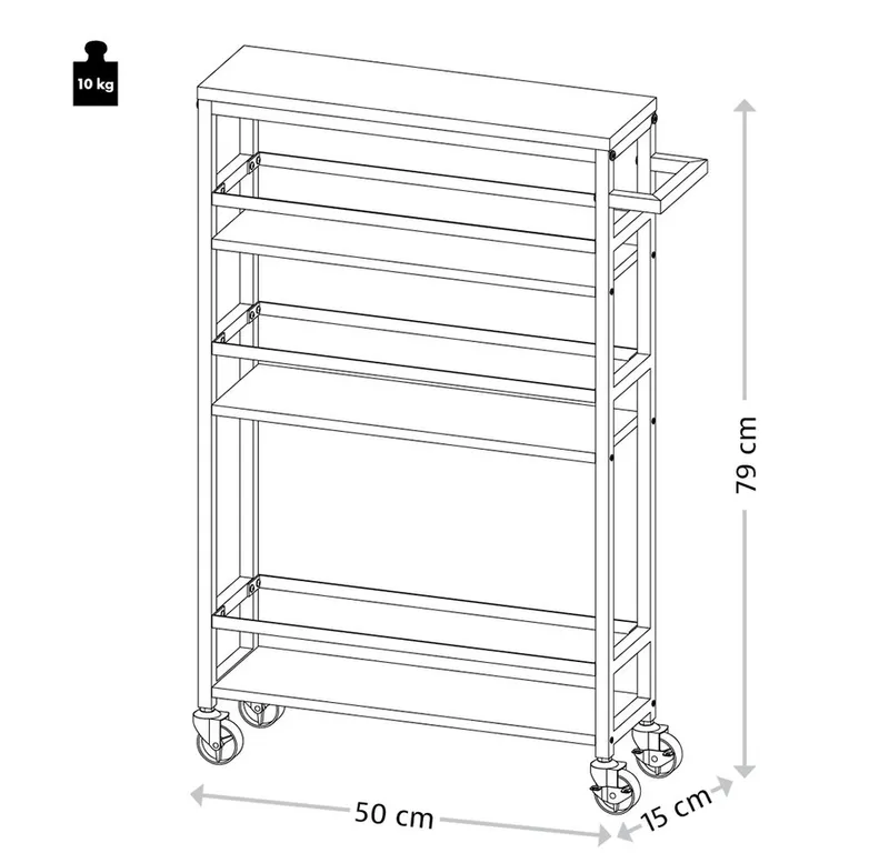Kesper Kesper Küchenwagen Nischenwagen, (1 St), mit 2 Rollen, Braun|grau, – Produktbild 5 von 5