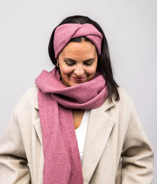 obumi obumi SCHAL AUS BIO AUS 100% BIO BAUMWOLLE (VEGAN), Rosa melange, – Produktbild 1 von 4