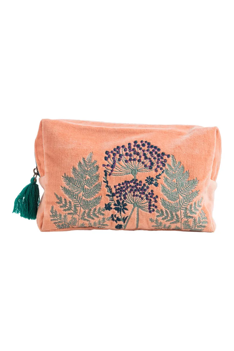 Tranquillo Kosmetiktasche VELVET LEAVES (GOTS) - groß - rosa – Produktbild 1 von 2