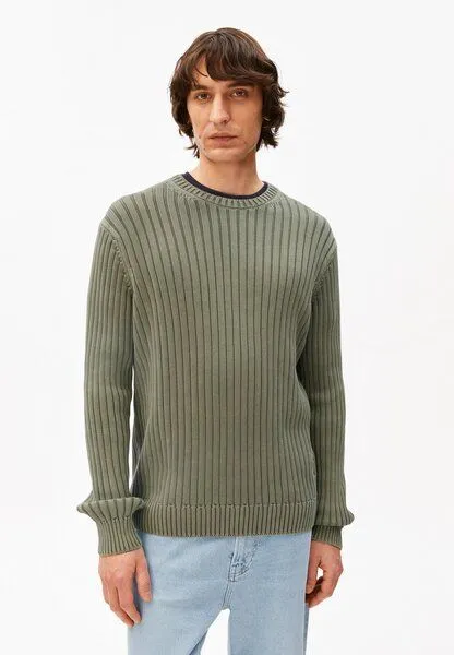 ARMEDANGELS ARMEDANGELS PIGMENT DYE RIB Herren Pullover aus Bio-Baumwolle, Fatigue green, – Produktbild 1 von 4