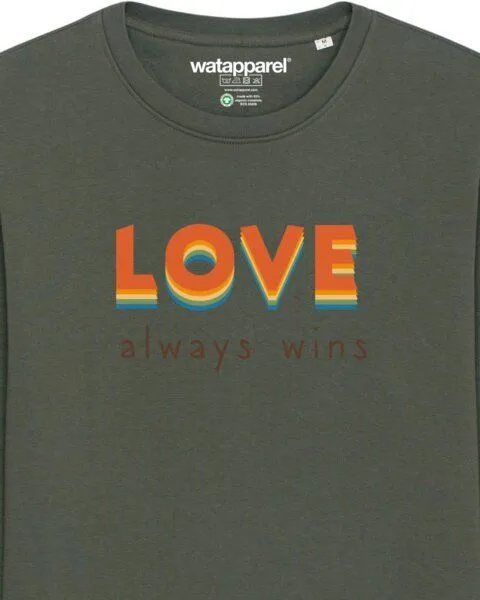 watapparel watapparel Sweatshirt Unisex Love always wins, Khaki, – Produktbild 3 von 3