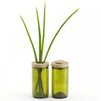 Side by Side Vase & Dose verschiedene Farben (side by side), Grünglas, – Produktbild 1 von 1