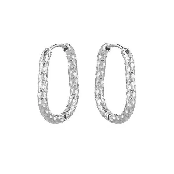 ELEKTROPULLI ELEKTROPULLI Längliche / Ovale Hammered LEO Creolen, Silber oval 22x16mm, – Produktbild 1 von 2