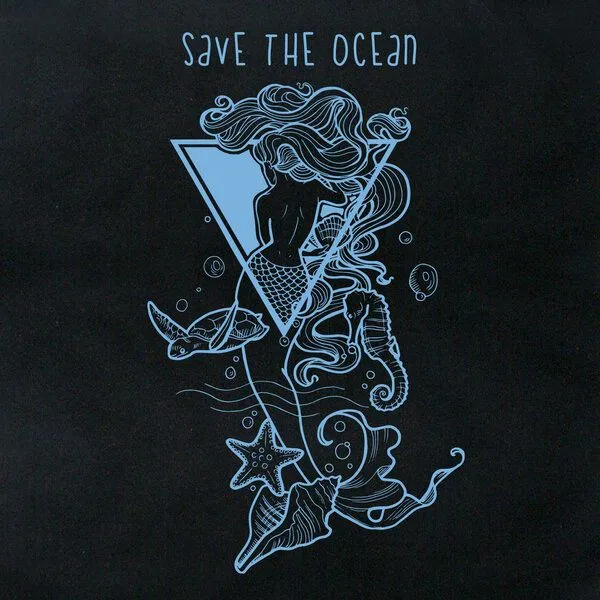 Gary Mash GARY MASH Baumwolltasche Save the Ocean, Schwarz, – Produktbild 2 von 2