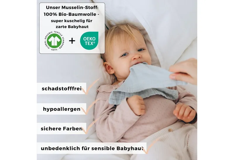 furora BABY furora BABY Spucktuch Baby Mulltücher Sets (Bio-Musselin: super soft) 80x80cm oder 25x25cm, Sehr weich, Rosa, – Produktbild 8 von 8