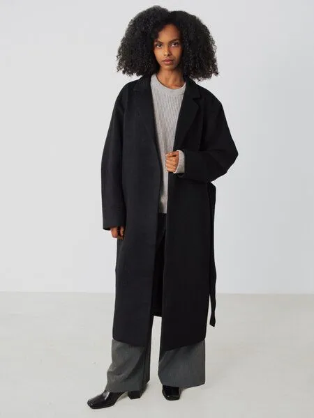 Honest Basics Honest Basics Damen Mantel aus recycelter Wolle, Schwarz, – Produktbild 3 von 6