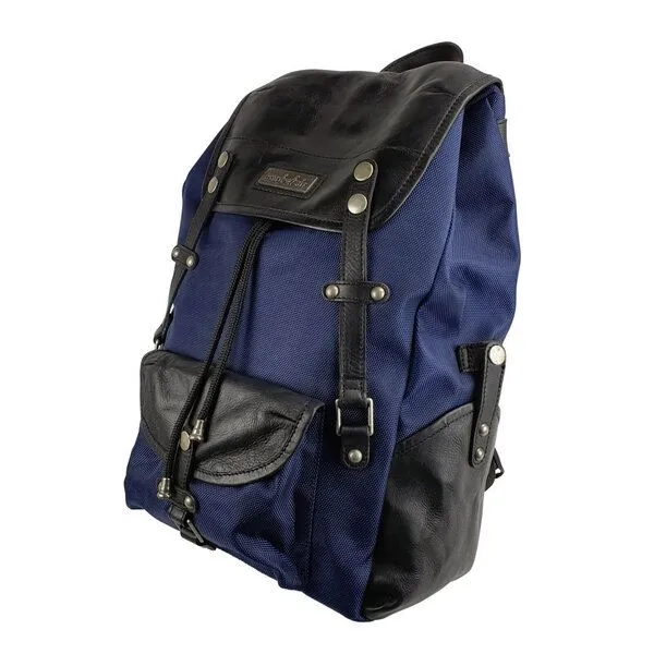 manbefair manbefair Laptop Rucksack Athena aus recyceltem Nylon Gewebe und Rinds-Leder, Blau, – Produktbild 3 von 3