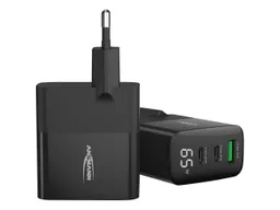 Ansmann Ansmann USB-Ladegerät "Home Charger HC365PD" mit Display, 3 A, 65 W, USB-A/-C, schwarz – Produktbild 1 von 1