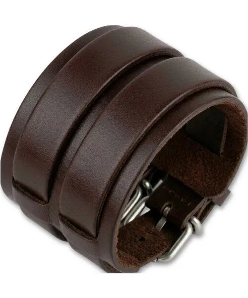 Simaru Simaru Breites Schnallenarmband Leder, Braun, – Produktbild 2 von 4