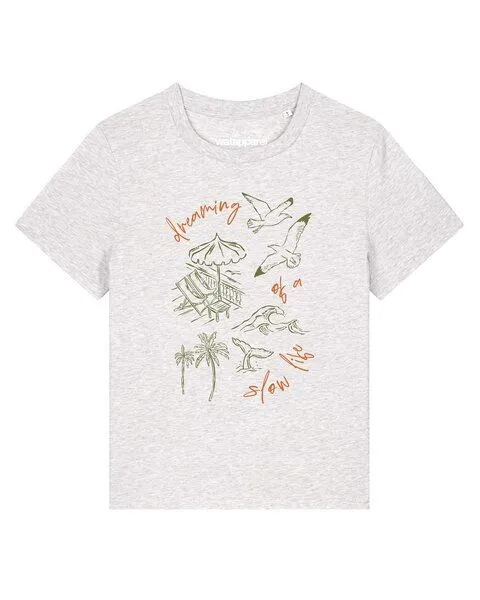watapparel watapparel T-Shirt Frauen Dreaming of a slow life, Cool heather grey, – Produktbild 1 von 2
