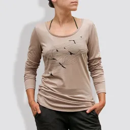 little kiwi little kiwi Damen Longsleeve, "Vögel", Nude – Produktbild 1 von 1