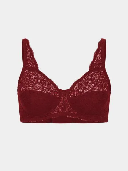erlich textil erlich textil Paula bügelloser BH mit Spitze aus Polyamid, made in Europe, Weinrot, – Produktbild 4 von 5