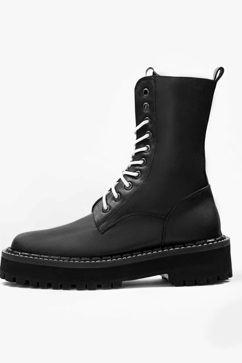BOHEMA BOHEMA Herren vegan Schnürstiefel Combat Workers Schwarz, Schwarz, – Produktbild 2 von 2