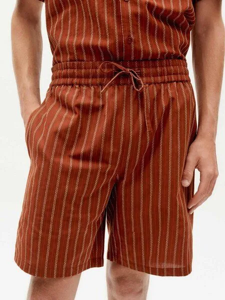 thinking mu thinking mu Shorts - Henry - aus Biobaumwolle, Toasted delhi stripes (rot), – Produktbild 3 von 4