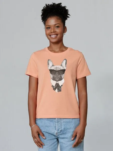 watapparel watapparel T-Shirt Frauen Ein fescher Hund, Fraiche peche, – Produktbild 2 von 4