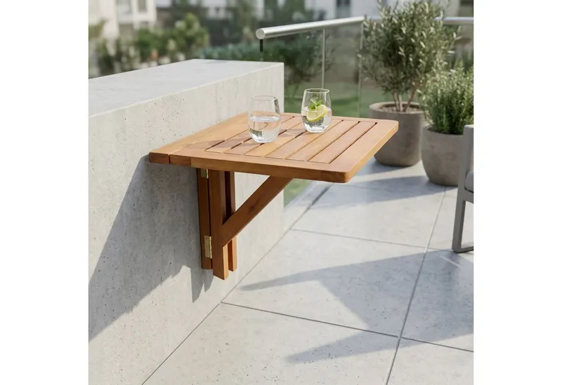 Spetebo Balkonhängetisch Eukalyptus Holz Balkon Hängetisch 60x40cm, Beige, – Produktbild 3 von 5