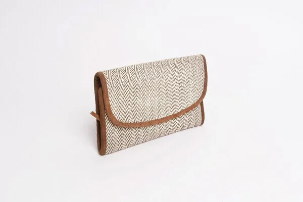 Himal Hemp Himal Hemp Geldtasche aus Baumwolle, Weiß-dunkelgrün (fischgräten-muster), – Produktbild 2 von 3