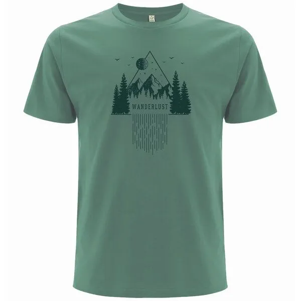 Spreecult Spreecult Wanderlust - Bio&Fair - Männer Unisex T-Shirt - Wandern Hiking Outdoor, Sage green, – Produktbild 1 von 2