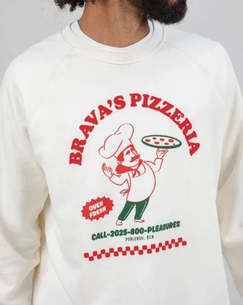 Brava Fabrics Brava Fabrics Hot & Brava Pizza Sweatshirt Weiß – Produktbild 2 von 4