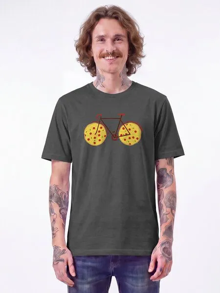 watapparel watapparel T-Shirt Unisex Pizza Fahrrad, Anthracite, – Produktbild 2 von 2