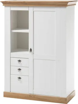 Home affaire Highboard Cremona, Schrank im Landhausstil, Wohnzimmerschrank, Mehrzweckschrank, Metallgriffe, ausreichend Stauraum, vielseitig einsetzbar, 139 cm hoch – Produktbild 1 von 1