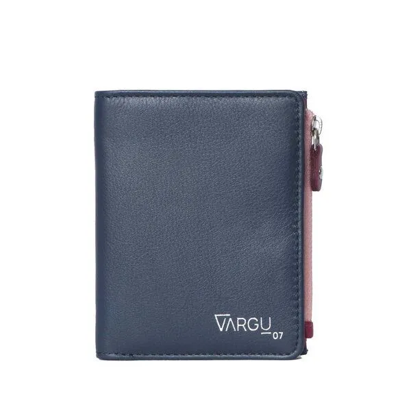 Vargu Vargu Echtleder Geldbörse ADA 1-A, Navy - cranberry, – Produktbild 1 von 4