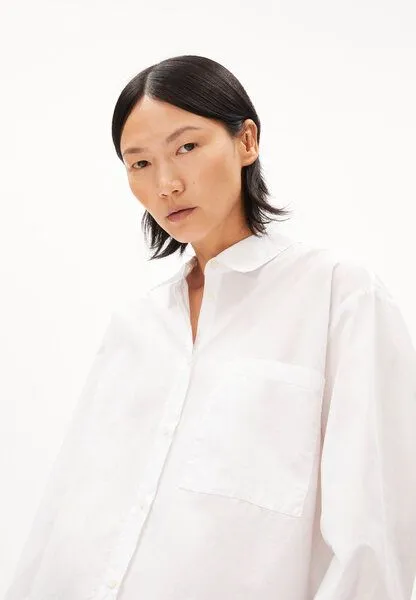 ARMEDANGELS ARMEDANGELS Ealgaa Damen Bluse Loose Fit aus Bio-Baumwolle, White, – Produktbild 3 von 4