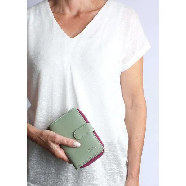 Vargu Vargu Echtleder Geldbörse MASIN 1-A, Sage green-cranberry, – Produktbild 2 von 3