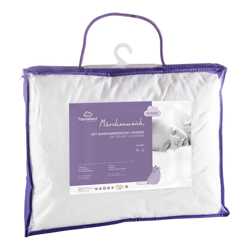 Träumeland Träumeland 2-tlg. Steppbett-Set Märchenweich 40x60 / 100x135 cm 5.5 TOG, Weiss, – Produktbild 1 von 1