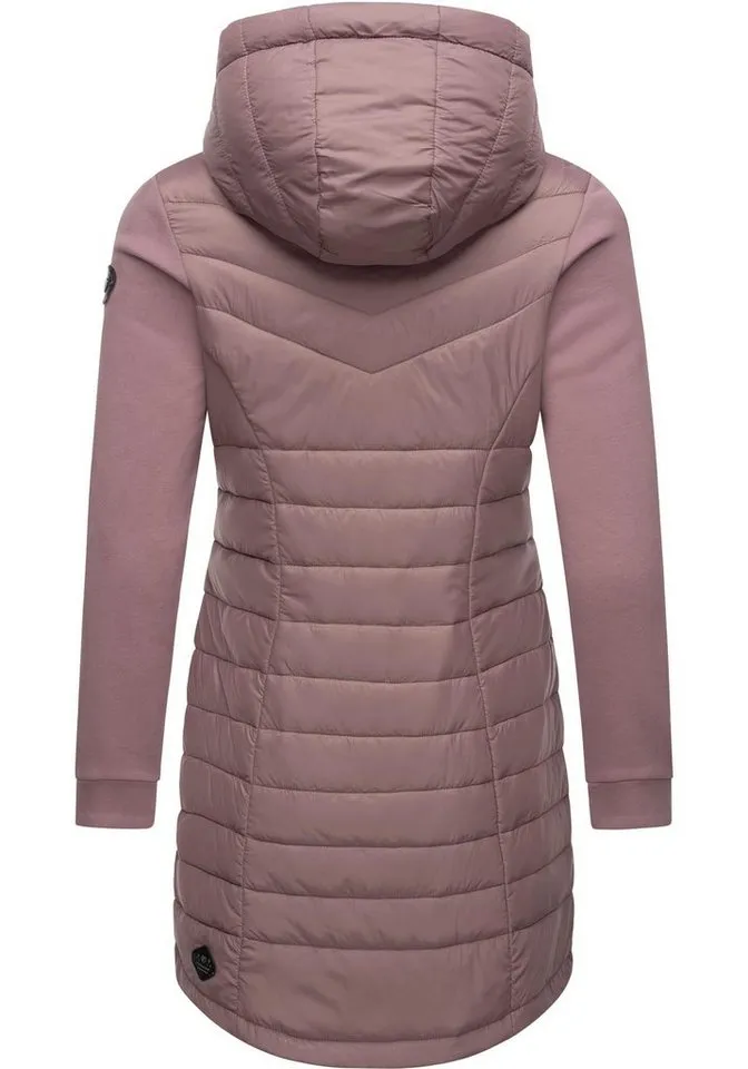 ragwear ragwear Steppmantel Lucinda Long Mantel aus modernem Materialmix mit Kapuze, Lila, – Produktbild 3 von 4