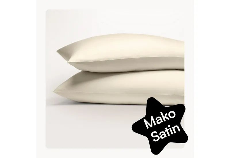 Seralino Kissenbezüge Mako Satin Kissenbezug (100% Bio Baumwolle) weich, hautfreundlich, (2 Stück), Fairtrade/ GOTS zertifizierte uni Kissenhülle mit Reißverschluss, Beige, – Produktbild 1 von 5