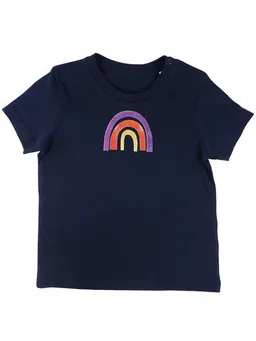 MelaDi Meladi Kinder Baby-Shirt aus Biobaumwolle - Regenbogen auf Navy Blau – Produktbild 1 von 1