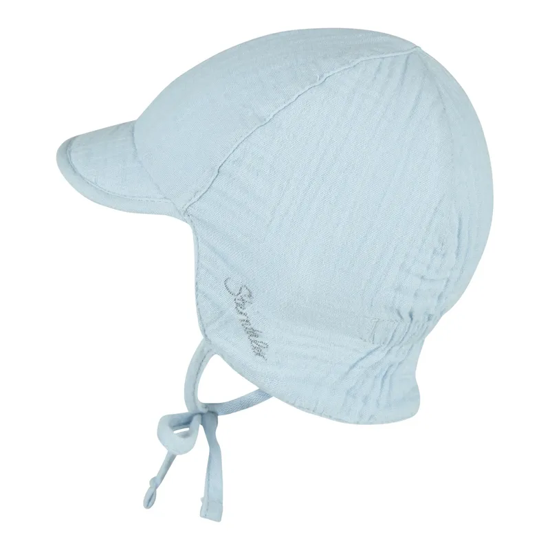 Sterntaler Sterntaler Musselin-Wendemütze mit Nacken- und UV-Schutz, Hellblau | natur, – Produktbild 1 von 3