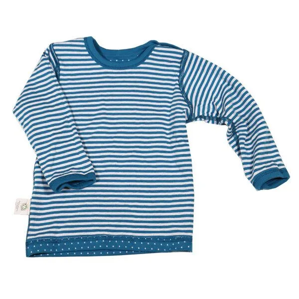 Leela Cotton Leela Cotton Baby Kinder Wendelangarmshirt Bio-Baumwolle, Pünktchen blau/weiß, – Produktbild 2 von 2