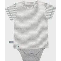 OrganicEra Baby S/S T-shirt Body gestreift 'OrganicEra' aus Bio-Baumwolle, Grau, – Produktbild 1 von 1