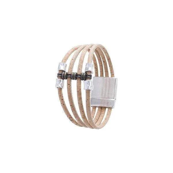Kork-Deko Kork-Deko Breites Korkarmband mit edlem Muster – vegan, handgefertigt & stylisch Damen-Accessoire – Produktbild 2 von 2