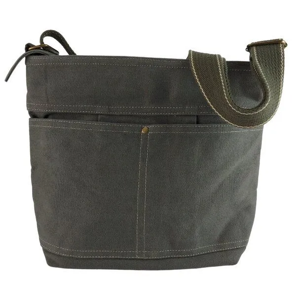 Domelo Domelo gewachste Canvas Umhängetasche. Damen wasserabweisende khakigrüne Hobo Tasche – Produktbild 1 von 4