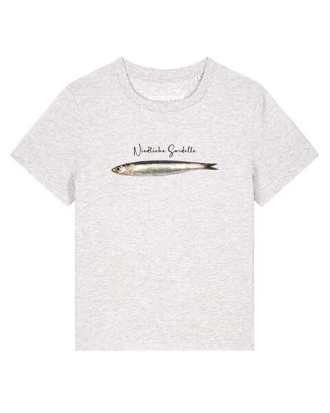 watapparel watapparel T-Shirt Frauen Niedliche Sardelle, Cool heather grey, – Produktbild 1 von 2