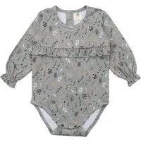 Walkiddy Walkiddy Tiny Flowers Bio-Baumwoll Trägerbody - Nachhaltig, Allergiefrei & Fair Trade - Frill Body, Grün – GOTS zertifiziert – Produktbild 1 von 1
