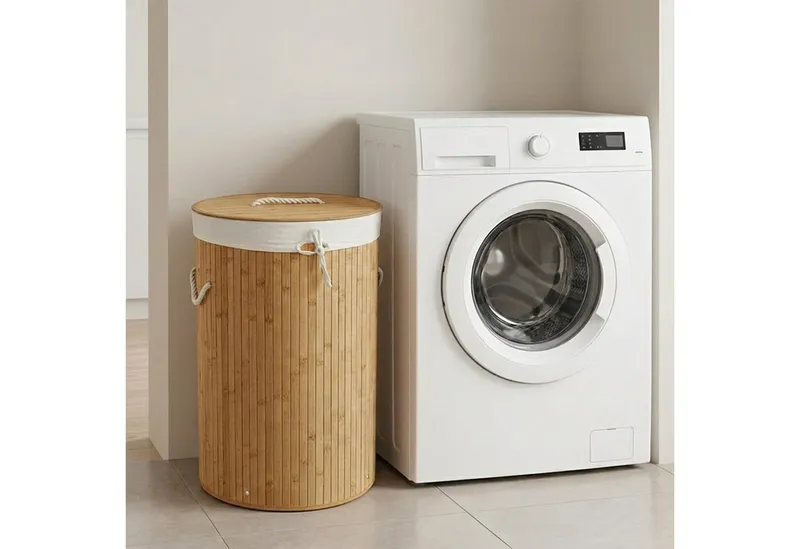 RELAXDAYS RELAXDAYS Wäschekorb Bambus rund (1 St), Braun, – Produktbild 3 von 6