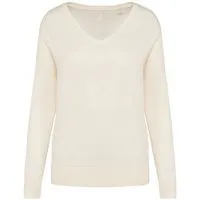 YTWOO YTWOO Damenpullover mit V-Ausschnitt aus Bio-Baumwolle und Lyocell TENCEL, Elfenbein, – Produktbild 1 von 1