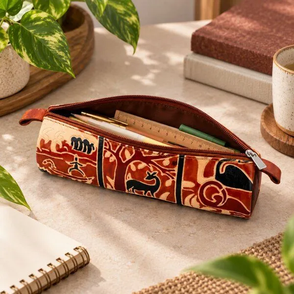 Janselo Savanna Rhythm Design Shanti-Leder-Stiftemäppchen – Produktbild 2 von 3