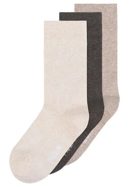 MELA MELA Basic Socken 3 Paare aus 100% Bio-Baumwolle, Cream melange,bear melange,birke melange, – Produktbild 1 von 1