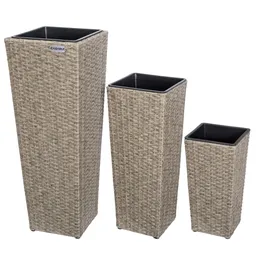 Casaria® Polyrattan Blumentopf 3er-Set Creme – Produktbild 1 von 1