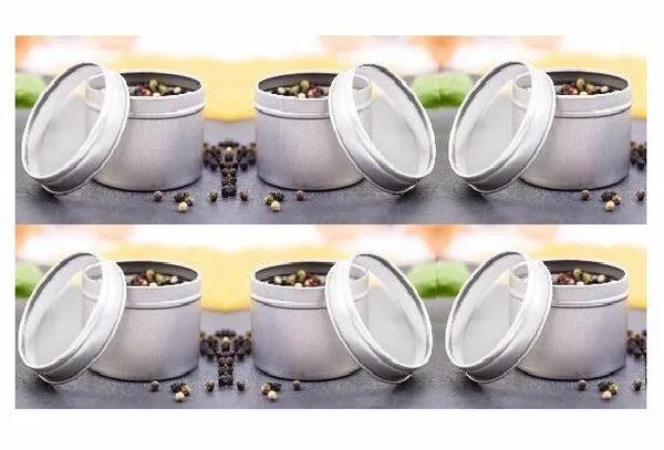 DS DS 6 Stück Set Runde Metall Gewürzdosen 75 mm x 55 mm mit Klarsichtdeckel – Produktbild 2 von 4