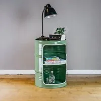 Lockengelöt Lockengelöt Nachttisch/Couchtisch aus einem kleinen Ölfass, Resedagrün, – Produktbild 2 von 2
