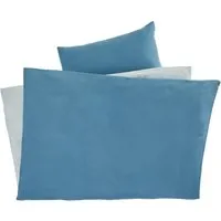 HANS NATUR Kinderbettwäsche zum Wenden Bio-Baumwolle Jersey Dusty Blue Bettbezug 135 x 200 cm, Kissen 40 x 80 cm, Blau, mehrfarbig, – Produktbild 1 von 1