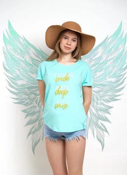 SPARKLES OF LIGHT SPARKLES OF LIGHT Boxy Shirt | THINK FEEL ACT, Türkis (grün), – Produktbild 1 von 3
