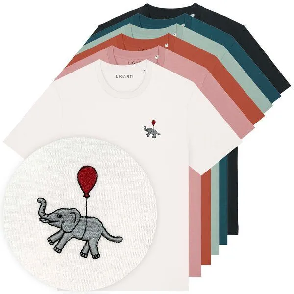 LIGARTI Besticktes T-Shirt – Tuffi – LIGARTI Tiermanufaktur, Petrol, – Produktbild 2 von 4